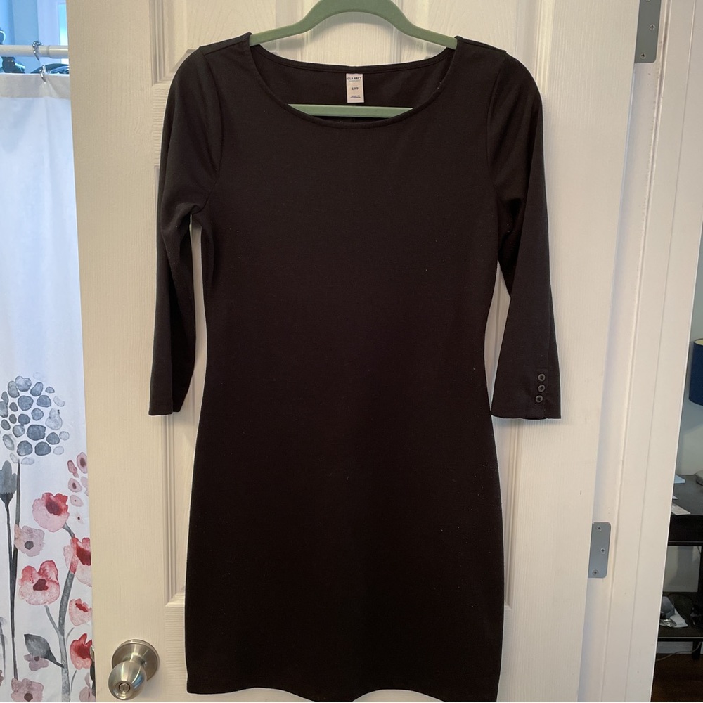 Black ponte knit shift dress | Old Navy